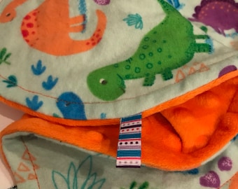Heart shaped dinosaur tag lovey blanket/toy