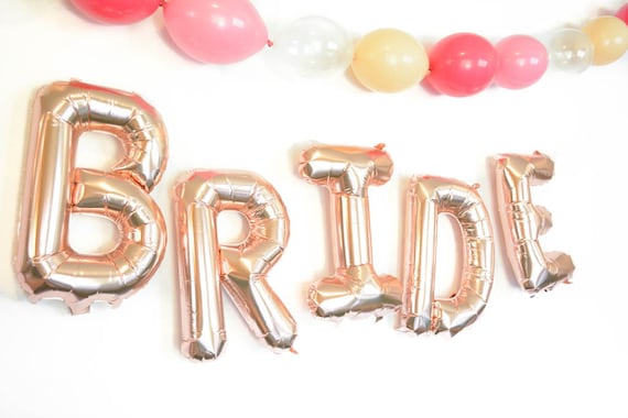 Bridal Shower Balloons BRIDE Balloon Rose Gold or Gold Letter