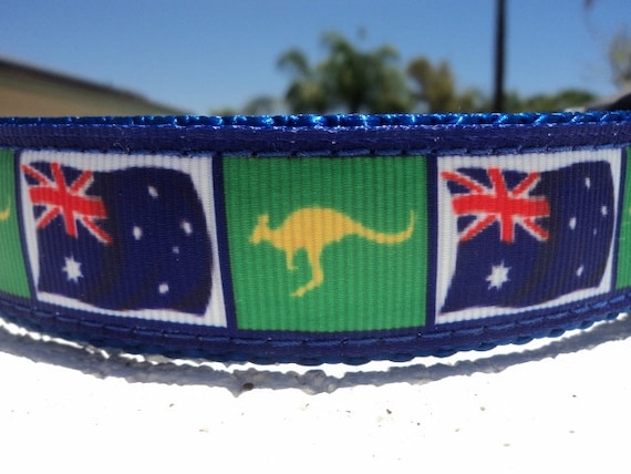 Sale Austrailian Dog Collar Flag & Kangaroo 1 wide Quick