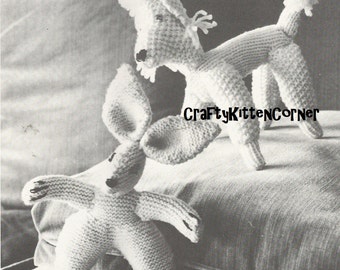 Vintage Toy Rabbit and Toy Poodle Knitting PDF Pattern