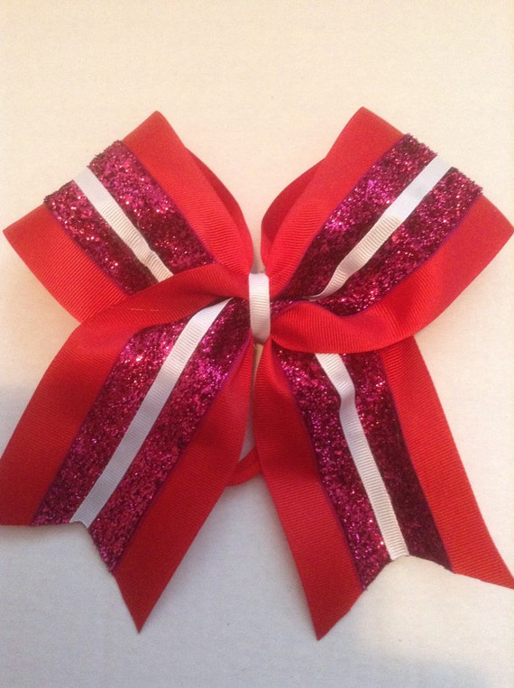 Red pink and white cheer bow