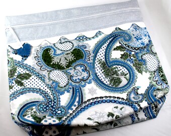 MORE2LUV Silver Frost Paisley Cross Stitch Embroidery Project Bag