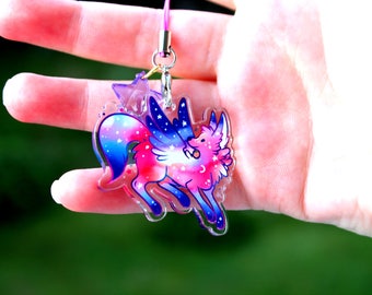 Cosmo the Star Gazer Wolf - Acrylic Charm 1.5 Doublesided Cute Furry Keychain Cellphone Strap