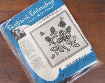 Blackwork Embroidery Kit by Erica Wilson Vintage McCall's Needlework Kit