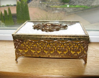 Hollywood Regency style Vintage Vanity Jewelry Casket, Jewelry Box, Possibly Matson? Unique From the 50's or 60's