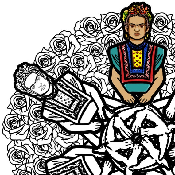 Frida kahlo mandala coloring page Frida kahlo mandala coloring page