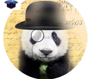 1 cabochon clear 18 mm panda theme