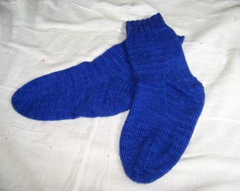 hand knit women's blue socks