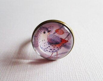 "Spring softness", bronze cabochon, costume jewelry ring