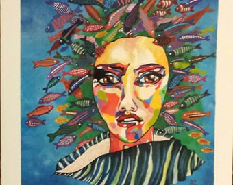 Original Acrylic Painting on Thick Fabriano Paper with Passe-Partout