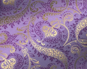 Pomegranate Paisley • Screen Printed Handmade Paper