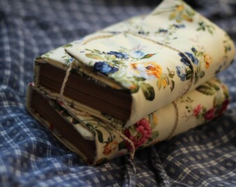 3 Colors, Flowers Journal, Roses Romantic Diary, Travel Book , Floral Notebook, Vintage Cute Style, Fabric Sketchbook, Old Paper