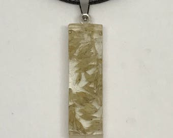 Wheat oats resin rectangle necklace