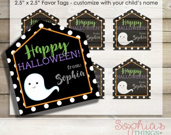 Halloween Printable Favor Tag, Treat Bag Tag, Customized Favor Tag, Personalized Halloween Treat Bag Tag