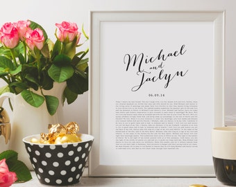 Wedding Vows Valentine's Day Gift Keepsake Print for Newlyweds & Anniversaries - Calligraphy