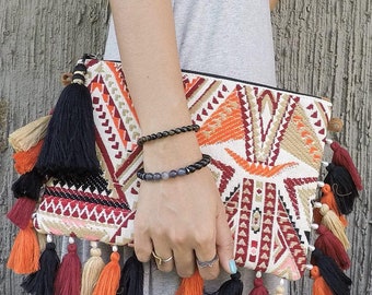 Boho clutch, bohemian clutch, handmade clutch, gypsy bag, ethnic clutch