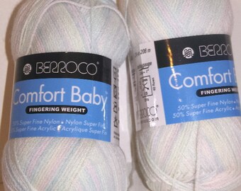 Berroco Comfort Baby Pastel White/Blue/Pink Multi Blend Yarn/2 Balls