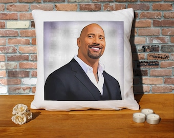 Dwayne Johnson Pillow Cushion - 16x16in - White