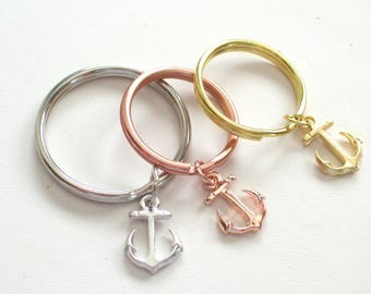 Small Anchor Keychain, Unisex Keychain, Anchor Key Ring, Unisex Key Chain, Nautical Keychain, Choice of Rose Gold Silver or Gold Keychain