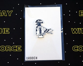 Star Wars Pigeon Parody Illustration Brooch - R2-D2