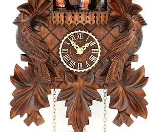 Cuckoo clock turning dancers, bird-12 tunes-Black Forest