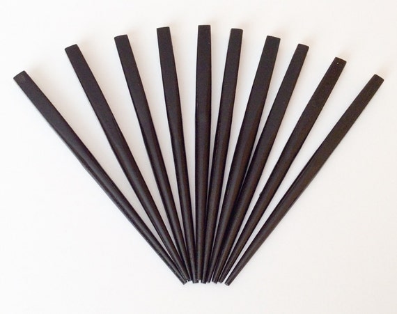 Black lacquered wood Hair sticks small 4 1/2 inch square 10