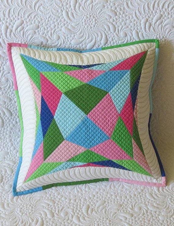 Items similar to Quilted Pillow Pattern Easy geometric quilt pillow