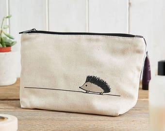 Hedgehog Zip Bag, Hedgehog Makeup Bag, Hedgehog Travel Bag, Hedgehog Pencil Case, Gift for Hedgehog Lovers, Hedgehog Lover Gifts