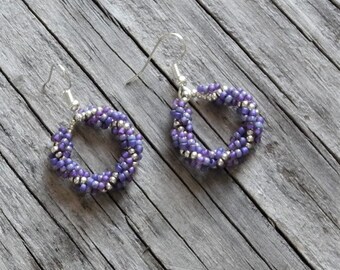 Beaded Statement Earrings - Bead Weaving Jewelry - Beaded Round Dangles - BOHO
