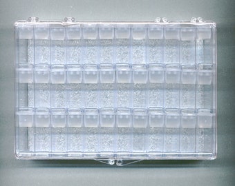 SUPER Transparent ORGANIZER Clear Storage Case Box Beads Findings Eyelets Scrapbooking items with rectangular flip top containers bead tubes