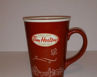 TIM HORTONS #010 Red Mug City-Scape Leaves Maple Leaf special edition