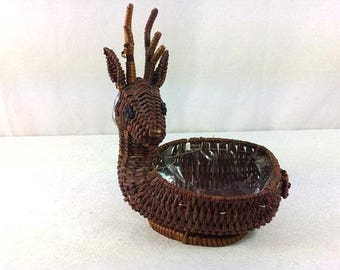 Deer Wicker Basket Vintage Wicker Deer Basket Beautiful Deer Basket Wicker Basket
