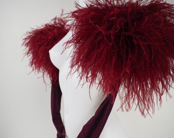 Burlesque Ostrich Trim Lycra Gloves