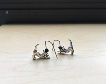 Cat Earrings, Titanium Earrings, Hypoallergenic Earring for Sensitive Ears, Unique Jewelry, Quality Modern Earing, Valentines Gift for her