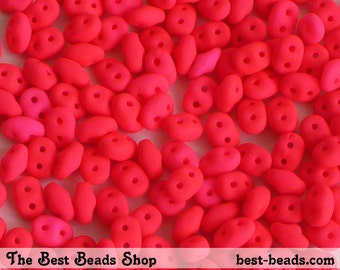 20g (240pcs) Neon Pink Super Duo Czech Glass Seed Beads 5x2.5mm UV Active