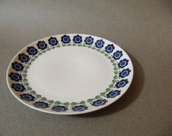 Vintage Upsala Ekeby Karlskrona dessert plate, blue flower pattern