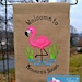 Custom Monogrammed Welcome Flamingo Burlap Garden Flag Personalized with Name
