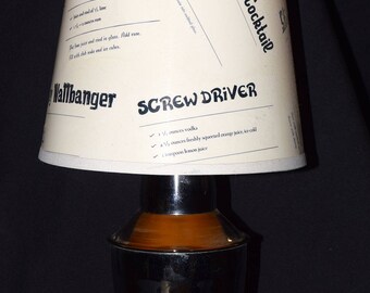 Vintage Bar Lamp with Classic Drink Recipes on the Shade