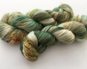 Hand Dyed Yarn--Sea Jasper on Superwash 80 Merino/20 Nylon Sock 2Ply Twist