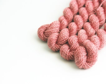 Hand dyed embroidery yarn | coral pink | embroidery wool | wool | silk | laceweight knitting | cross stitch | tapestry | weaving | 20m