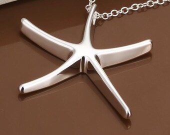 New LAST One Gorgeous Brass Starfish Silver 32 MM x 32 MM - Lead and Nickle Free (1) (SSC010)