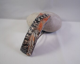 hair clip polymer clay called red, black, white and gray tones