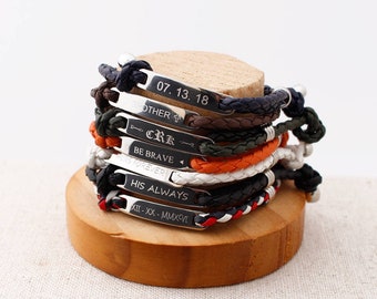 Personalized Braided Bracelet, Custom man bracelet, Couple bracelet, College Graduation Gift, Inspirational Men Bracelet, Father's Day Gift