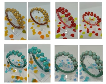 Bracelet "Mix" gems and beads crochet beads