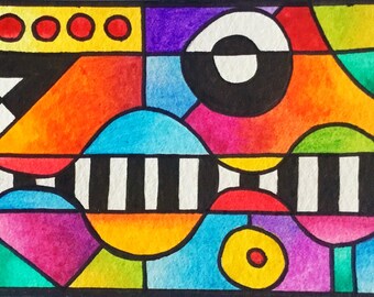 ATC ACEO - Original watercolour abstract trading card by Amanda Hone