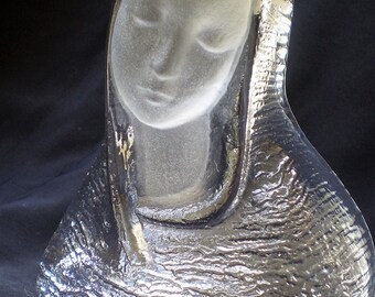 Viking Swedish Frosted Glass Madonna Mother Mary Statue