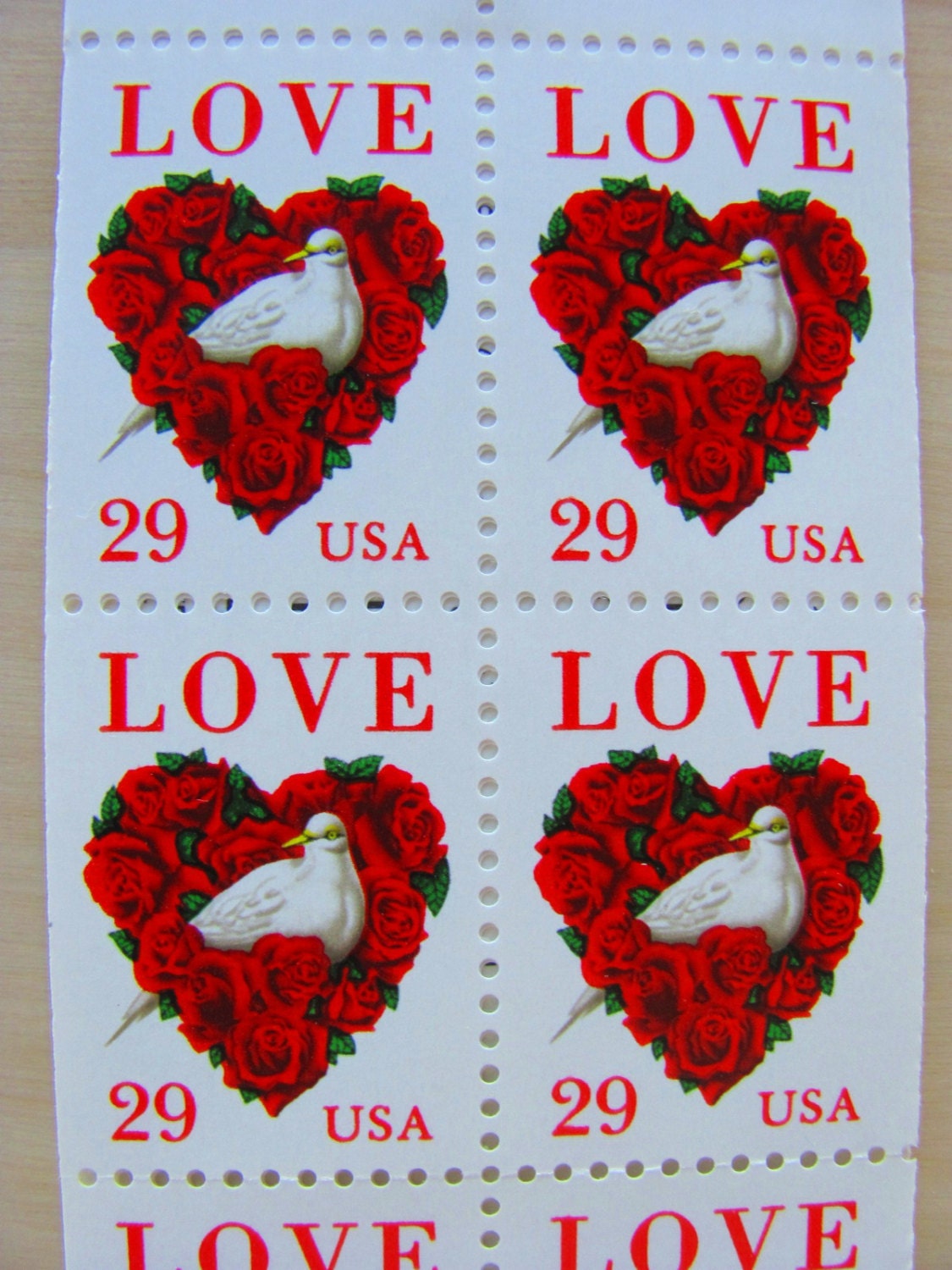 Love Birds UNused Vintage US Postage Stamps Booklet of 20