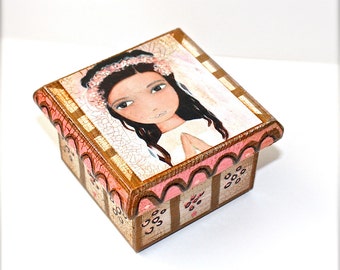 Mixed Media First Communion Box - Folk Art by FLOR LARIOS