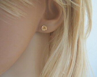Small stud earrings, spiral earrings, swirl earrings, gold post earrings