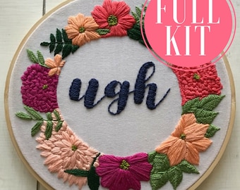 full kit | hand embroidery kit | embroidery kit | diy embroidery | diy embroidery kit | embroidery pattern | modern embroidery kit | ugh
